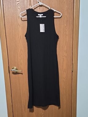Nine West Black Ribbed Tank Midi Dress